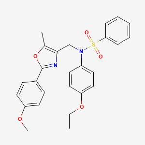 molecular formula C26H26N2O5S B2849903 N-(4-ethoxyphenyl)-N-{[2-(4-methoxyphenyl)-5-methyl-1,3-oxazol-4-yl]methyl}benzenesulfonamide CAS No. 1251658-46-4