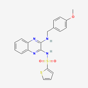 molecular formula C20H18N4O3S2 B2849970 N-(3-{[(4-METHOXYPHENYL)METHYL]AMINO}QUINOXALIN-2-YL)THIOPHENE-2-SULFONAMIDE CAS No. 716334-39-3