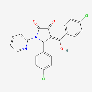 (4E)-5-(4-chlorophenyl)-4-[(4-chlorophenyl)-hydroxymethylidene]-1-pyridin-2-ylpyrrolidine-2,3-dione