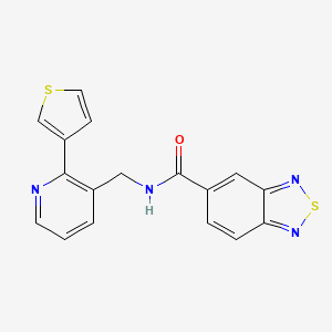molecular formula C17H12N4OS2 B2850004 N-((2-(thiophen-3-yl)pyridin-3-yl)methyl)benzo[c][1,2,5]thiadiazole-5-carboxamide CAS No. 2034564-20-8