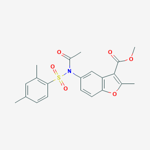 molecular formula C21H21NO6S B285003 METHYL 5-[N-(2,4-DIMETHYLBENZENESULFONYL)ACETAMIDO]-2-METHYL-1-BENZOFURAN-3-CARBOXYLATE 