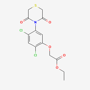 molecular formula C14H13Cl2NO5S B2850043 Ethyl 2-[2,4-dichloro-5-(3,5-dioxo-1,4-thiazinan-4-yl)phenoxy]acetate CAS No. 339015-01-9