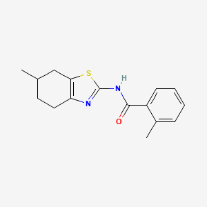 molecular formula C16H18N2OS B2850135 2-methyl-N-(6-methyl-4,5,6,7-tetrahydro-1,3-benzothiazol-2-yl)benzamide CAS No. 312941-22-3