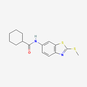 molecular formula C15H18N2OS2 B2850172 N-[2-(methylsulfanyl)-1,3-benzothiazol-6-yl]cyclohexanecarboxamide CAS No. 330191-10-1