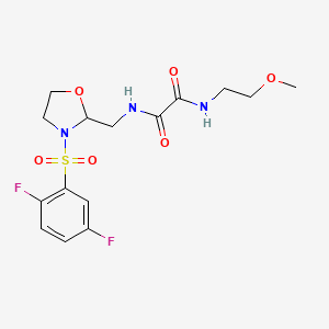 molecular formula C15H19F2N3O6S B2850199 N1-((3-((2,5-difluorophenyl)sulfonyl)oxazolidin-2-yl)methyl)-N2-(2-methoxyethyl)oxalamide CAS No. 868983-43-1