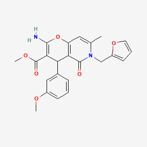 molecular formula C23H22N2O6 B2850215 methyl 2-amino-6-(furan-2-ylmethyl)-4-(3-methoxyphenyl)-7-methyl-5-oxo-5,6-dihydro-4H-pyrano[3,2-c]pyridine-3-carboxylate CAS No. 758703-53-6