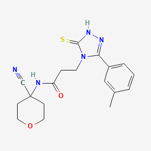 molecular formula C18H21N5O2S B2850218 N-(4-cyanooxan-4-yl)-3-[3-(3-methylphenyl)-5-sulfanyl-4H-1,2,4-triazol-4-yl]propanamide CAS No. 1808492-36-5