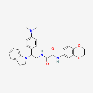 molecular formula C28H30N4O4 B2850223 N-(2,3-dihydro-1,4-benzodioxin-6-yl)-N'-[2-(2,3-dihydro-1H-indol-1-yl)-2-[4-(dimethylamino)phenyl]ethyl]ethanediamide CAS No. 900006-34-0