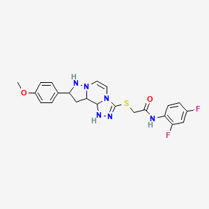 molecular formula C22H16F2N6O2S B2850242 N-(2,4-difluorophenyl)-2-{[11-(4-methoxyphenyl)-3,4,6,9,10-pentaazatricyclo[7.3.0.0^{2,6}]dodeca-1(12),2,4,7,10-pentaen-5-yl]sulfanyl}acetamide CAS No. 1207000-07-4