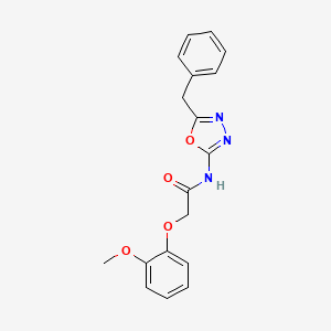 molecular formula C18H17N3O4 B2850244 N-(5-benzyl-1,3,4-oxadiazol-2-yl)-2-(2-methoxyphenoxy)acetamide CAS No. 1105237-36-2