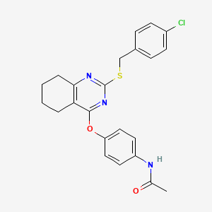 molecular formula C23H22ClN3O2S B2850291 N-[4-({2-[(4-chlorobenzyl)sulfanyl]-5,6,7,8-tetrahydro-4-quinazolinyl}oxy)phenyl]acetamide CAS No. 339019-03-3