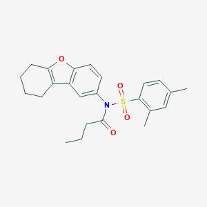 molecular formula C24H27NO4S B285030 N-[(2,4-DIMETHYLPHENYL)SULFONYL]-N-(6,7,8,9-TETRAHYDRODIBENZO[B,D]FURAN-2-YL)BUTANAMIDE 