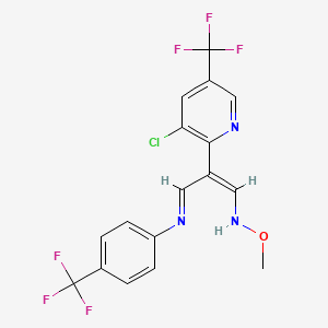 molecular formula C17H12ClF6N3O B2850303 N-[(1Z,3E)-2-[3-chloro-5-(trifluoromethyl)pyridin-2-yl]-3-(methoxyimino)prop-1-en-1-yl]-4-(trifluoromethyl)aniline CAS No. 320420-72-2