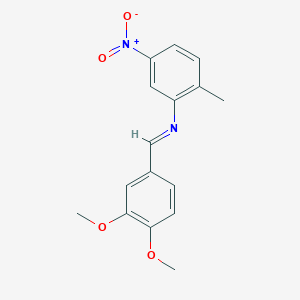molecular formula C16H16N2O4 B2850328 N-[(E)-(3,4-dimethoxyphenyl)methylidene]-2-methyl-5-nitroaniline CAS No. 303758-98-7