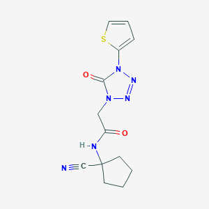 molecular formula C13H14N6O2S B2850367 N-(1-cyanocyclopentyl)-2-[5-oxo-4-(thiophen-2-yl)-4,5-dihydro-1H-1,2,3,4-tetrazol-1-yl]acetamide CAS No. 1197838-55-3