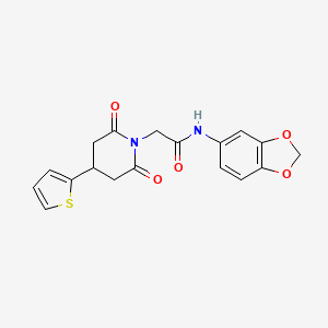 molecular formula C18H16N2O5S B2850430 N-(2H-1,3-benzodioxol-5-yl)-2-[2,6-dioxo-4-(thiophen-2-yl)piperidin-1-yl]acetamide CAS No. 1396635-24-7