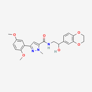 molecular formula C23H25N3O6 B2850434 N-(2-(2,3-dihydrobenzo[b][1,4]dioxin-6-yl)-2-hydroxyethyl)-3-(2,5-dimethoxyphenyl)-1-methyl-1H-pyrazole-5-carboxamide CAS No. 2034243-15-5