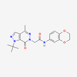 molecular formula C20H23N5O4 B2850482 2-(1-(tert-butyl)-4-methyl-7-oxo-1H-pyrazolo[3,4-d]pyridazin-6(7H)-yl)-N-(2,3-dihydrobenzo[b][1,4]dioxin-6-yl)acetamide CAS No. 1170435-82-1