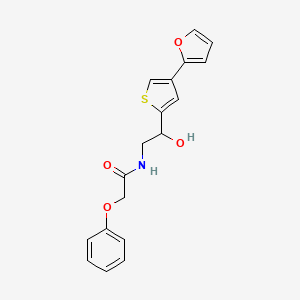 molecular formula C18H17NO4S B2850490 N-{2-[4-(furan-2-yl)thiophen-2-yl]-2-hydroxyethyl}-2-phenoxyacetamide CAS No. 2380009-41-4