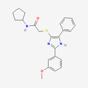 molecular formula C23H25N3O2S B2850514 N-CYCLOPENTYL-2-{[2-(3-METHOXYPHENYL)-5-PHENYL-1H-IMIDAZOL-4-YL]SULFANYL}ACETAMIDE CAS No. 901257-87-2