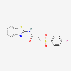 molecular formula C16H13FN2O3S2 B2850559 N-(1,3-benzothiazol-2-yl)-3-(4-fluorobenzenesulfonyl)propanamide CAS No. 895470-30-1