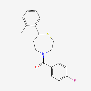 molecular formula C19H20FNOS B2850585 (4-Fluorophenyl)(7-(o-tolyl)-1,4-thiazepan-4-yl)methanone CAS No. 1706089-60-2