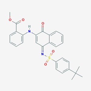 molecular formula C28H26N2O5S B285059 METHYL 2-{[(4Z)-4-[(4-TERT-BUTYLBENZENESULFONYL)IMINO]-1-OXO-1,4-DIHYDRONAPHTHALEN-2-YL]AMINO}BENZOATE 
