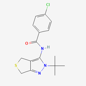 molecular formula C16H18ClN3OS B2850591 N-{2-tert-butyl-2H,4H,6H-thieno[3,4-c]pyrazol-3-yl}-4-chlorobenzamide CAS No. 361168-61-8