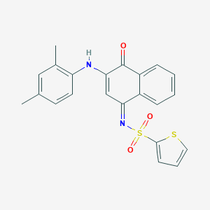 molecular formula C22H18N2O3S2 B285063 N-[(1Z)-3-[(2,4-DIMETHYLPHENYL)AMINO]-4-OXO-1,4-DIHYDRONAPHTHALEN-1-YLIDENE]THIOPHENE-2-SULFONAMIDE 