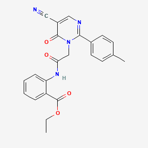 molecular formula C23H20N4O4 B2850665 ethyl 2-(2-(5-cyano-6-oxo-2-(p-tolyl)pyrimidin-1(6H)-yl)acetamido)benzoate CAS No. 1251592-83-2