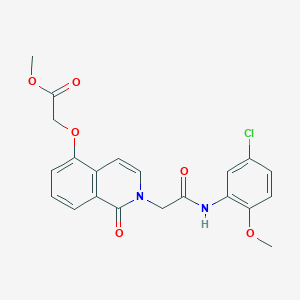 molecular formula C21H19ClN2O6 B2850680 methyl 2-[(2-{[(5-chloro-2-methoxyphenyl)carbamoyl]methyl}-1-oxo-1,2-dihydroisoquinolin-5-yl)oxy]acetate CAS No. 868225-08-5