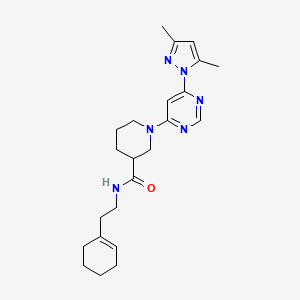 molecular formula C23H32N6O B2850691 N-(2-(cyclohex-1-en-1-yl)ethyl)-1-(6-(3,5-dimethyl-1H-pyrazol-1-yl)pyrimidin-4-yl)piperidine-3-carboxamide CAS No. 1334368-67-0