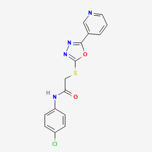molecular formula C15H11ClN4O2S B2850693 N-(4-chlorophenyl)-2-{[5-(pyridin-3-yl)-1,3,4-oxadiazol-2-yl]sulfanyl}acetamide CAS No. 332358-17-5