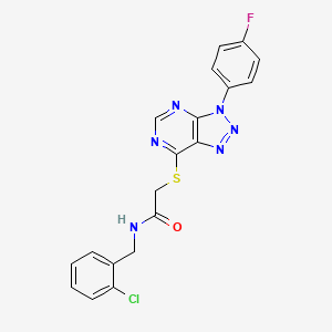 molecular formula C19H14ClFN6OS B2850699 N-(2-chlorobenzyl)-2-((3-(4-fluorophenyl)-3H-[1,2,3]triazolo[4,5-d]pyrimidin-7-yl)thio)acetamide CAS No. 863460-31-5