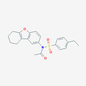 molecular formula C22H23NO4S B285071 N-[(4-ETHYLPHENYL)SULFONYL]-N-(6,7,8,9-TETRAHYDRODIBENZO[B,D]FURAN-2-YL)ACETAMIDE 