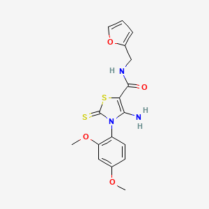 molecular formula C17H17N3O4S2 B2850800 4-amino-3-(2,4-dimethoxyphenyl)-N-[(furan-2-yl)methyl]-2-sulfanylidene-2,3-dihydro-1,3-thiazole-5-carboxamide CAS No. 946355-96-0