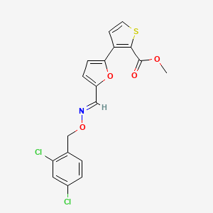 molecular formula C18H13Cl2NO4S B2850801 methyl 3-{5-[(1E)-{[(2,4-dichlorophenyl)methoxy]imino}methyl]furan-2-yl}thiophene-2-carboxylate CAS No. 241488-31-3