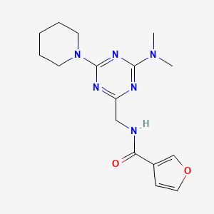 molecular formula C16H22N6O2 B2850805 N-((4-(dimethylamino)-6-(piperidin-1-yl)-1,3,5-triazin-2-yl)methyl)furan-3-carboxamide CAS No. 2034209-86-2