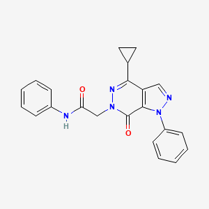 molecular formula C22H19N5O2 B2850828 2-(4-cyclopropyl-7-oxo-1-phenyl-1H-pyrazolo[3,4-d]pyridazin-6(7H)-yl)-N-phenylacetamide CAS No. 1105224-91-6