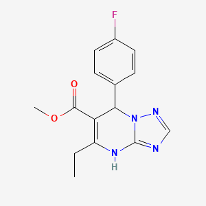 molecular formula C15H15FN4O2 B2850829 METHYL 5-ETHYL-7-(4-FLUOROPHENYL)-4H,7H-[1,2,4]TRIAZOLO[1,5-A]PYRIMIDINE-6-CARBOXYLATE CAS No. 697230-15-2