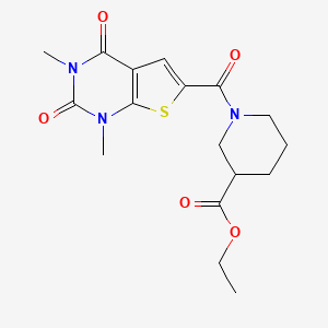 molecular formula C17H21N3O5S B2850842 Ethyl 1-(1,3-dimethyl-2,4-dioxo-1,2,3,4-tetrahydrothieno[2,3-d]pyrimidine-6-carbonyl)piperidine-3-carboxylate CAS No. 946206-98-0