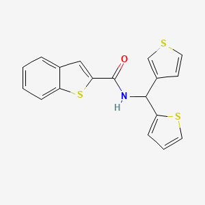 molecular formula C18H13NOS3 B2850843 N-(thiophen-2-yl(thiophen-3-yl)methyl)benzo[b]thiophene-2-carboxamide CAS No. 2034231-63-3