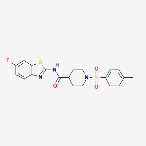 molecular formula C20H20FN3O3S2 B2850851 N-(6-fluoro-1,3-benzothiazol-2-yl)-1-(4-methylbenzenesulfonyl)piperidine-4-carboxamide CAS No. 941981-99-3