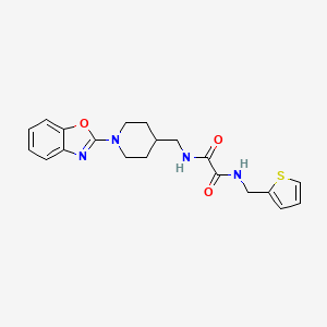 molecular formula C20H22N4O3S B2850858 N'-{[1-(1,3-benzoxazol-2-yl)piperidin-4-yl]methyl}-N-[(thiophen-2-yl)methyl]ethanediamide CAS No. 1797123-57-9