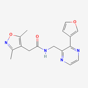 molecular formula C16H16N4O3 B2850876 2-(3,5-dimethyl-1,2-oxazol-4-yl)-N-{[3-(furan-3-yl)pyrazin-2-yl]methyl}acetamide CAS No. 2034500-56-4
