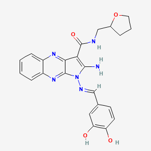 (E)-2-amino-1-((3,4-dihydroxybenzylidene)amino)-N-((tetrahydrofuran-2-yl)methyl)-1H-pyrrolo[2,3-b]quinoxaline-3-carboxamide