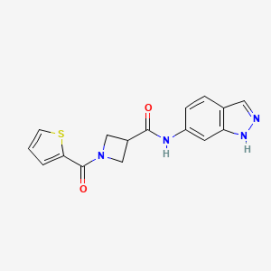 molecular formula C16H14N4O2S B2850915 N-(1H-indazol-6-yl)-1-(thiophene-2-carbonyl)azetidine-3-carboxamide CAS No. 1448028-41-8