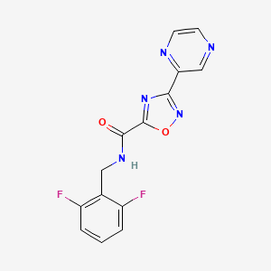 molecular formula C14H9F2N5O2 B2850933 N-(2,6-difluorobenzyl)-3-(pyrazin-2-yl)-1,2,4-oxadiazole-5-carboxamide CAS No. 1235192-31-0