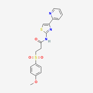 molecular formula C18H17N3O4S2 B2850938 3-((4-methoxyphenyl)sulfonyl)-N-(4-(pyridin-2-yl)thiazol-2-yl)propanamide CAS No. 942006-52-2