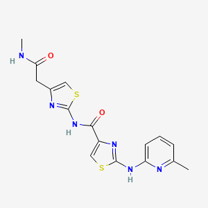 molecular formula C16H16N6O2S2 B2850941 N-(4-(2-(methylamino)-2-oxoethyl)thiazol-2-yl)-2-((6-methylpyridin-2-yl)amino)thiazole-4-carboxamide CAS No. 1286719-36-5